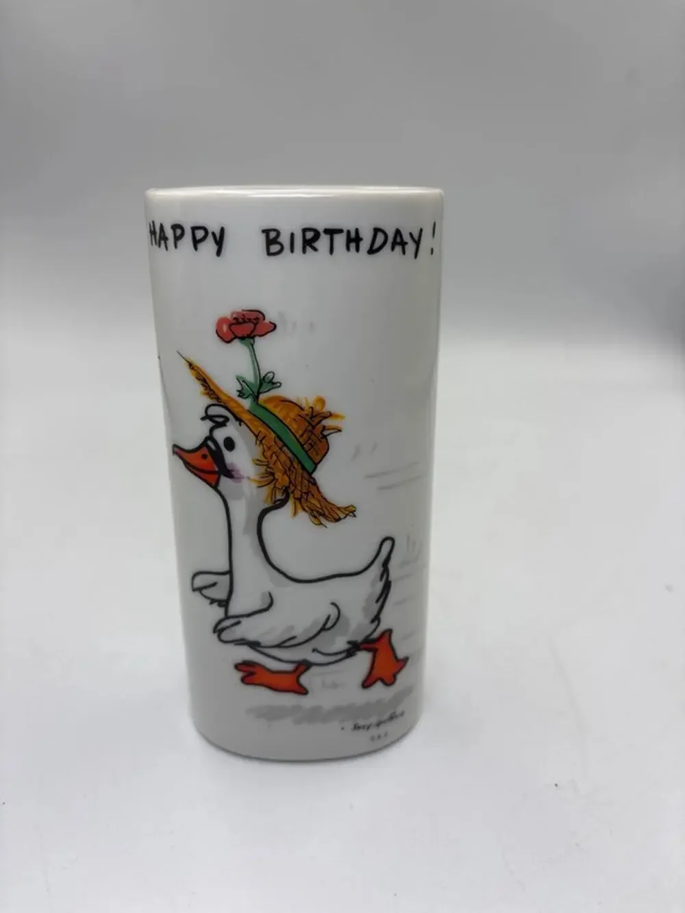 Vintage Suzy‘s Zoo Vase 1976 Japan Duck Happy Birthday Gift Kitsch Cute